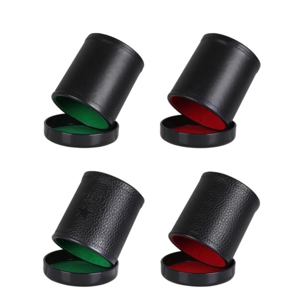 Board Game Yahtzee - Green Red Leather Dice Cup with