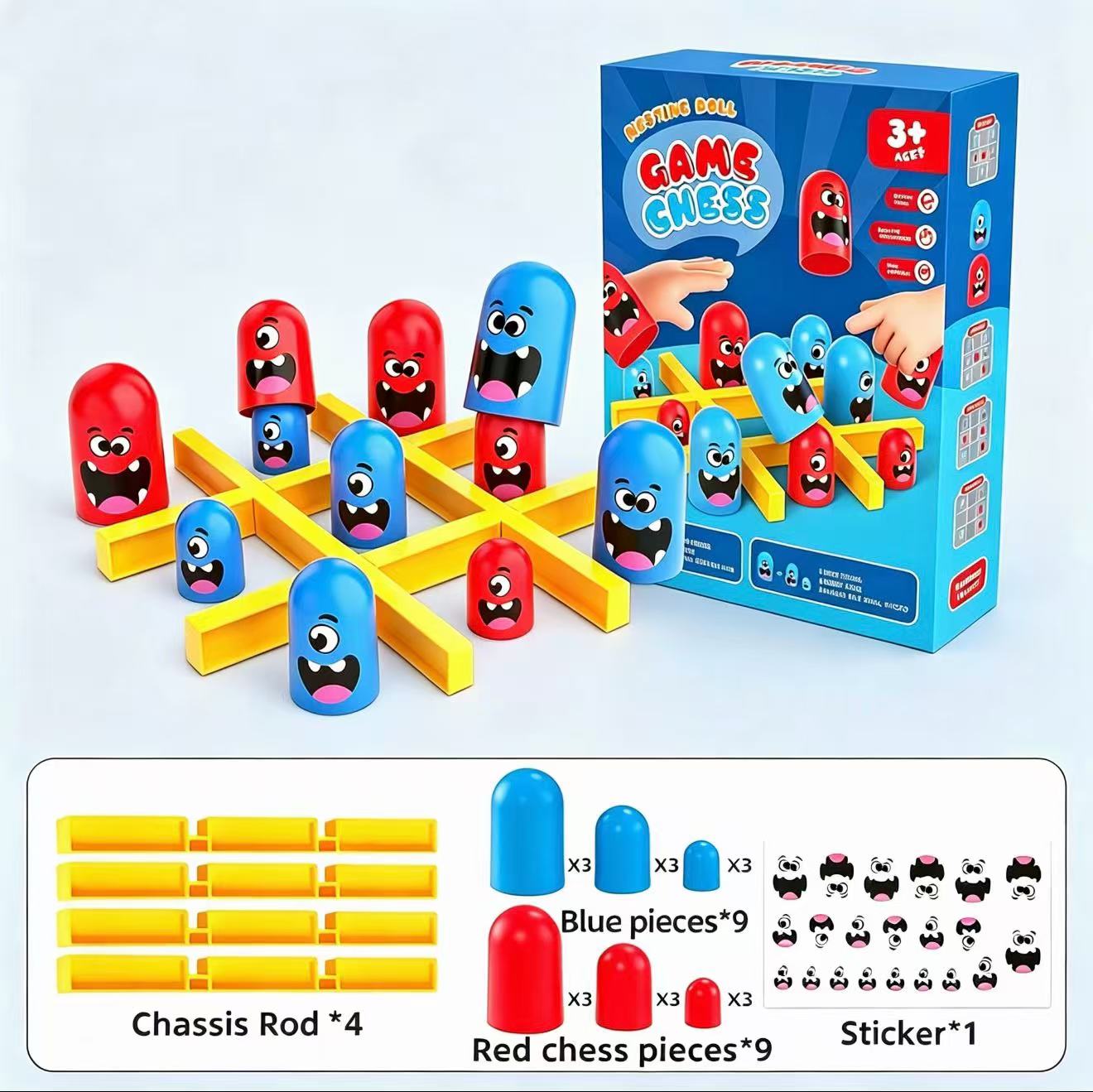 Board Game With Questions - Tic-Tac-Toe Eat-and-Be-Sized Stacking Cups Dual Battle