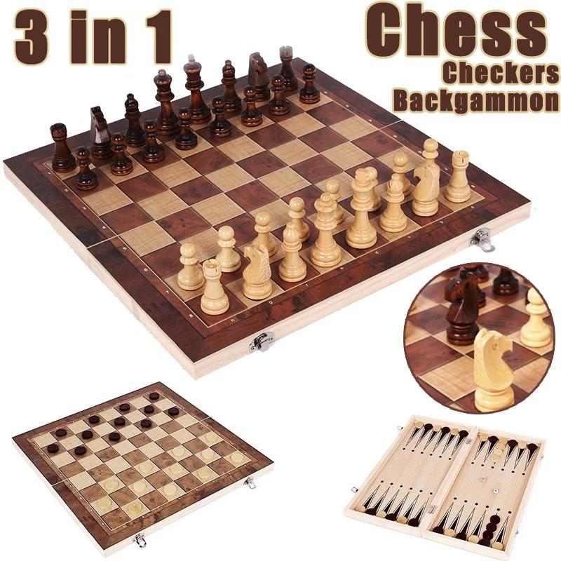 3 in 1 Chess Board, Folding Wo - đánh giá và giá Board Game Vantage