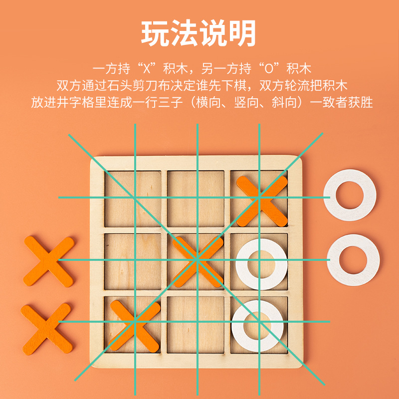 5pcs Wooden Tic Tac Toe Game D - đánh giá và giá Board Game Template