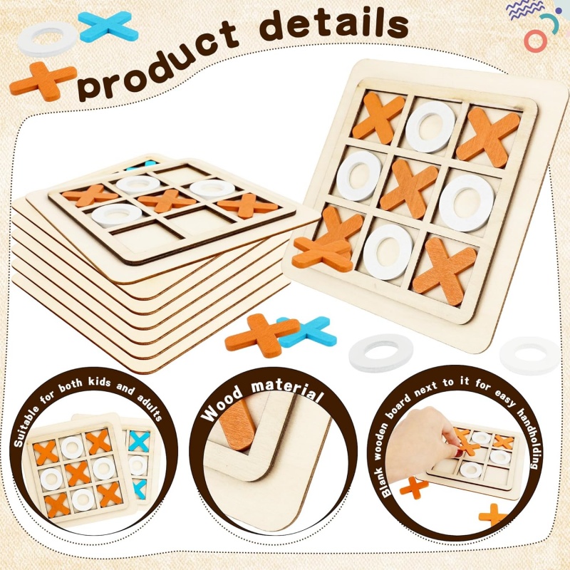 Wooden Tic Tac Toe Games Puzzl - đánh giá và giá Board Game Template